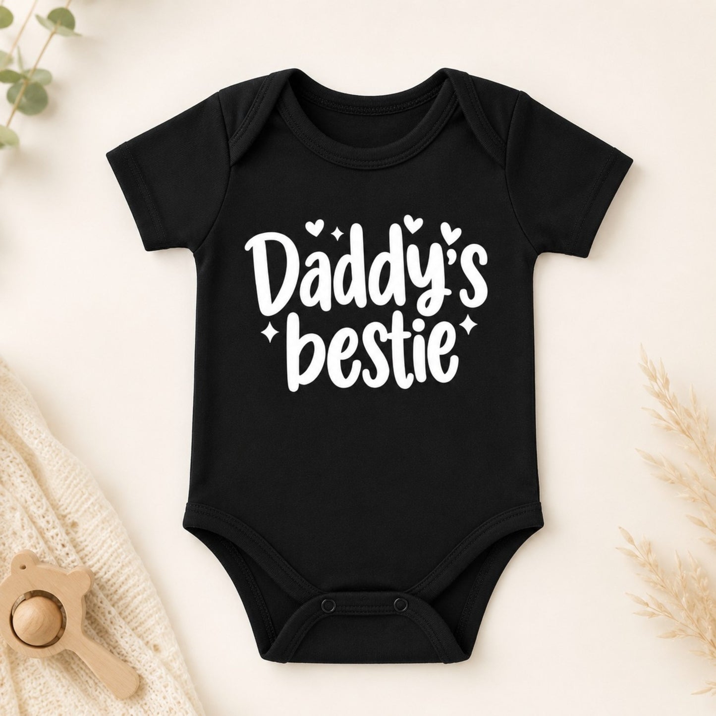 Daddy’s Bestie Black Baby Onesie Bodysuit