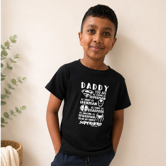 Daddy Superhero Black Boys T-Shirt